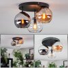 Koyoto ceiling light, globe light Amber, chrome, clear, Smoke-coloured, 3-light sources