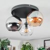 Koyoto ceiling light, globe light Amber, chrome, clear, Smoke-coloured, 3-light sources