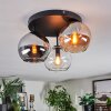 Koyoto ceiling light, globe light Amber, chrome, clear, Smoke-coloured, 3-light sources