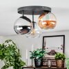 Koyoto ceiling light, globe light Amber, chrome, clear, Smoke-coloured, 3-light sources