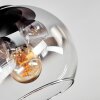 Koyoto ceiling light, globe light chrome, clear, Smoke-coloured, 3-light sources