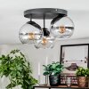 Koyoto ceiling light, globe light chrome, clear, Smoke-coloured, 3-light sources