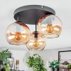 Koyoto ceiling light, globe light Amber, 3-light sources