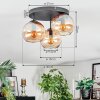 Koyoto ceiling light, globe light Amber, 3-light sources