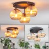 Koyoto ceiling light, globe light Amber, 3-light sources