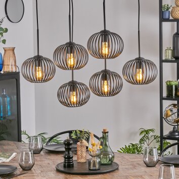 Oravi hanging light, pendant light black, 6-light sources