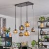 Ripoll hanging light, globe light, pendant light Amber, Smoke-coloured, 6-light sources