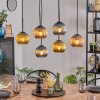Koyoto hanging light, globe light, pendant light blue, gold, coppery, 6-light sources