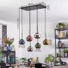 Koyoto hanging light, globe light, pendant light blue, chrome, gold, coppery, Smoke-coloured, 6-light sources