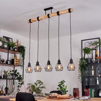 Yaak hanging light, pendant light Ecru, black, 5-light sources