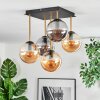 Gastor ceiling light, globe light gold, black, 5-light sources