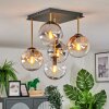 Gastor ceiling light, globe light gold, black, 5-light sources