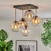 Gastor ceiling light, globe light gold, black, 5-light sources