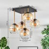 Koyoto ceiling light, globe light gold, black, 5-light sources