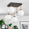Gastor ceiling light, globe light gold, black, 5-light sources