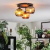 Koyoto ceiling light, globe light blue, green, coppery, 3-light sources