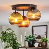 Koyoto ceiling light, globe light blue, green, coppery, 3-light sources