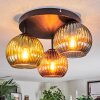 Koyoto ceiling light, globe light blue, green, coppery, 3-light sources