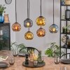 Ripoll hanging light, globe light, pendant light blue, gold, coppery, 6-light sources