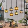 Koyoto hanging light, globe light, pendant light blue, gold, coppery, 6-light sources