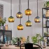 Koyoto hanging light, globe light, pendant light blue, gold, coppery, 6-light sources
