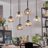 Ripoll hanging light, globe light, pendant light Amber, clear, Smoke-coloured, 6-light sources