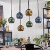 Ripoll hanging light, globe light, pendant light blue, gold, green, 6-light sources