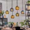 Ripoll hanging light, globe light, pendant light blue, gold, green, 6-light sources