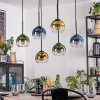 Koyoto hanging light, globe light, pendant light blue, gold, green, clear, 6-light sources