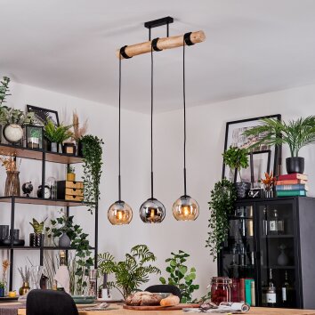 Koyoto hanging light, globe light, pendant light Ecru, black, 3-light sources