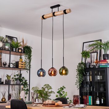 Koyoto hanging light, globe light, pendant light Ecru, black, 3-light sources