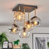Koyoto ceiling light, globe light gold, black, 5-light sources