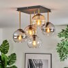 Koyoto ceiling light, globe light gold, black, 5-light sources
