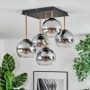Koyoto ceiling light, globe light gold, black, 5-light sources