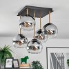 Koyoto ceiling light, globe light gold, black, 5-light sources