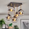 Koyoto ceiling light, globe light gold, black, 5-light sources