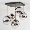 Koyoto ceiling light, globe light gold, black, 5-light sources