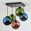 Gastor ceiling light, globe light gold, black, 5-light sources