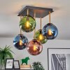 Gastor ceiling light, globe light gold, black, 5-light sources