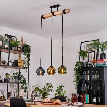 Koyoto hanging light, globe light, pendant light Ecru, black, 3-light sources