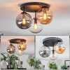 Gastor ceiling light, globe light 30 cm Amber, clear, Smoke-coloured, 3-light sources
