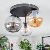 Gastor ceiling light, globe light 30 cm Amber, clear, Smoke-coloured, 3-light sources