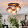 Koyoto ceiling light, globe light 30 cm clear, Smoke-coloured, 3-light sources