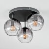 Koyoto ceiling light, globe light 30 cm clear, Smoke-coloured, 3-light sources