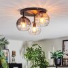 Koyoto ceiling light, globe light 30 cm Amber, clear, Smoke-coloured, 3-light sources