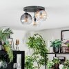 Koyoto ceiling light, globe light 30 cm Amber, clear, Smoke-coloured, 3-light sources