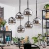 Koyoto hanging light, globe light, pendant light chrome, clear, Smoke-coloured, 6-light sources