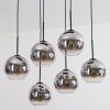 Koyoto hanging light, globe light, pendant light chrome, clear, Smoke-coloured, 6-light sources