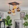 Koyoto ceiling light, globe light gold, black, 5-light sources