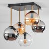 Koyoto ceiling light, globe light gold, black, 5-light sources